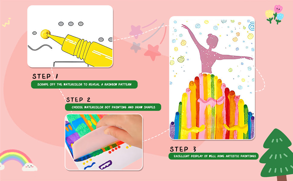 Squeegee Rainbow Dot Painting Kit (105 Pcs / 3 Box)